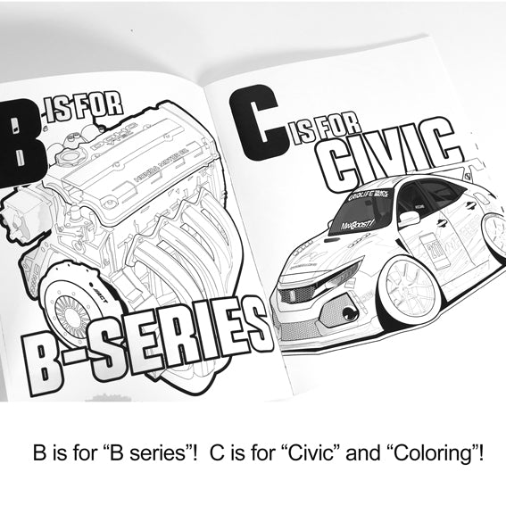 Max Boost - "H Is For Honda" Coloring Book